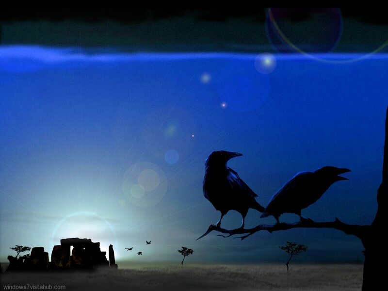 Two Crows on a Branch — Blue