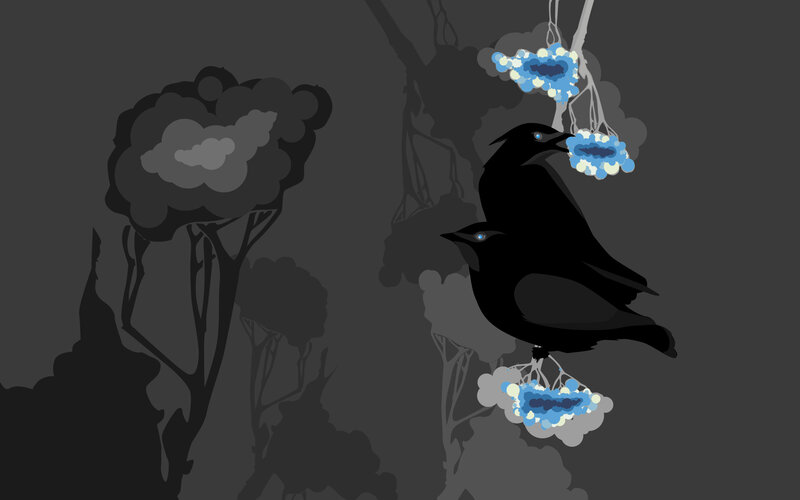 Two crows on a branch