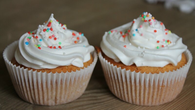 Two Cupcakes with Sprinkles — White