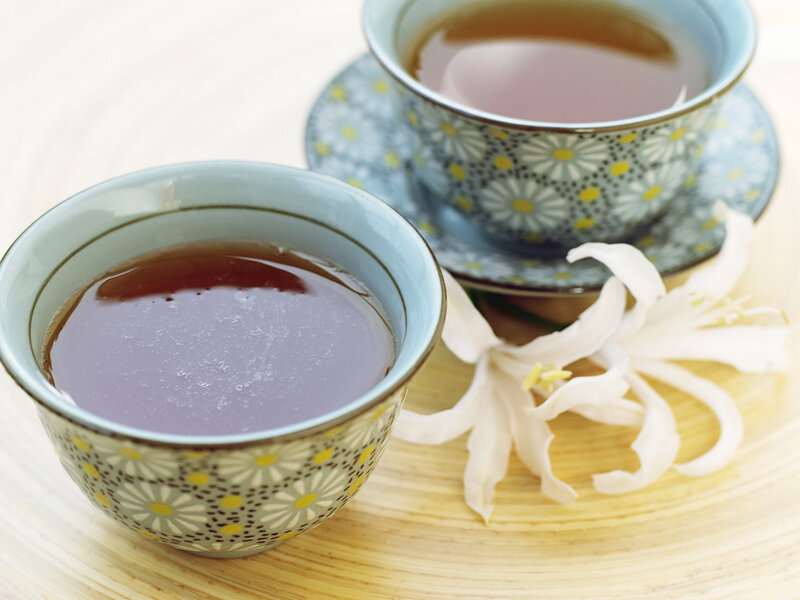 Two Cups of Tea — Brown, Calm, Photograph, Flowers