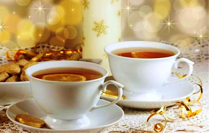Two Cups of Tea — White, Festive