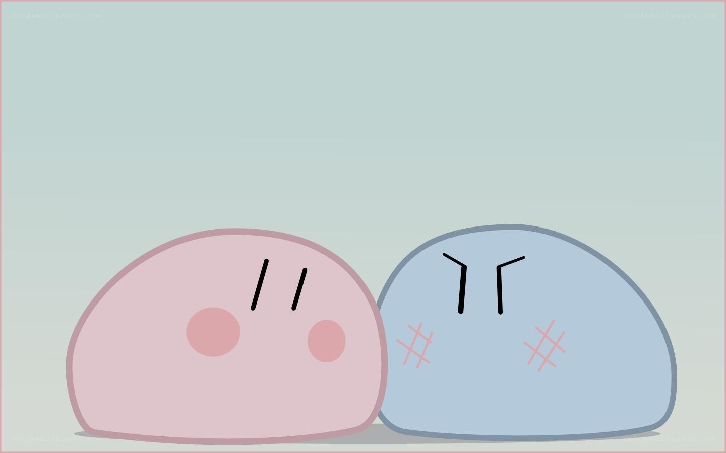 Two cute characters hugging