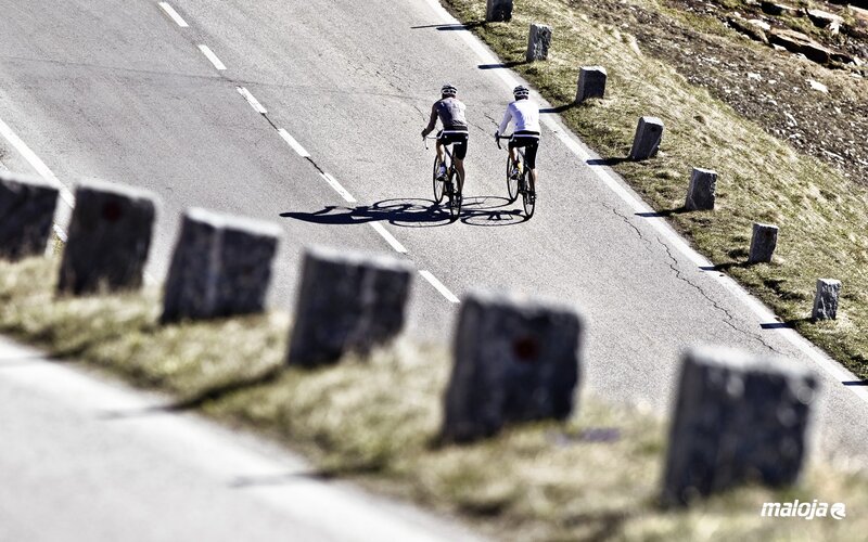 Two Cyclists on Road — Gray