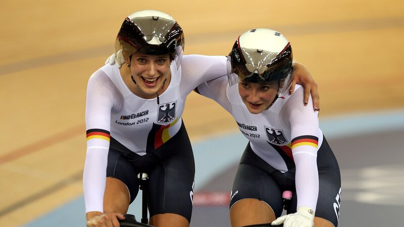 Two Cyclists on Track