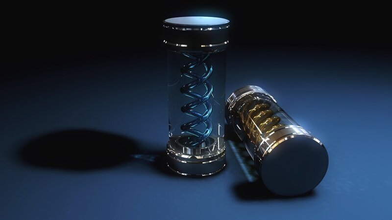 Two Cylindrical Containers — Blue