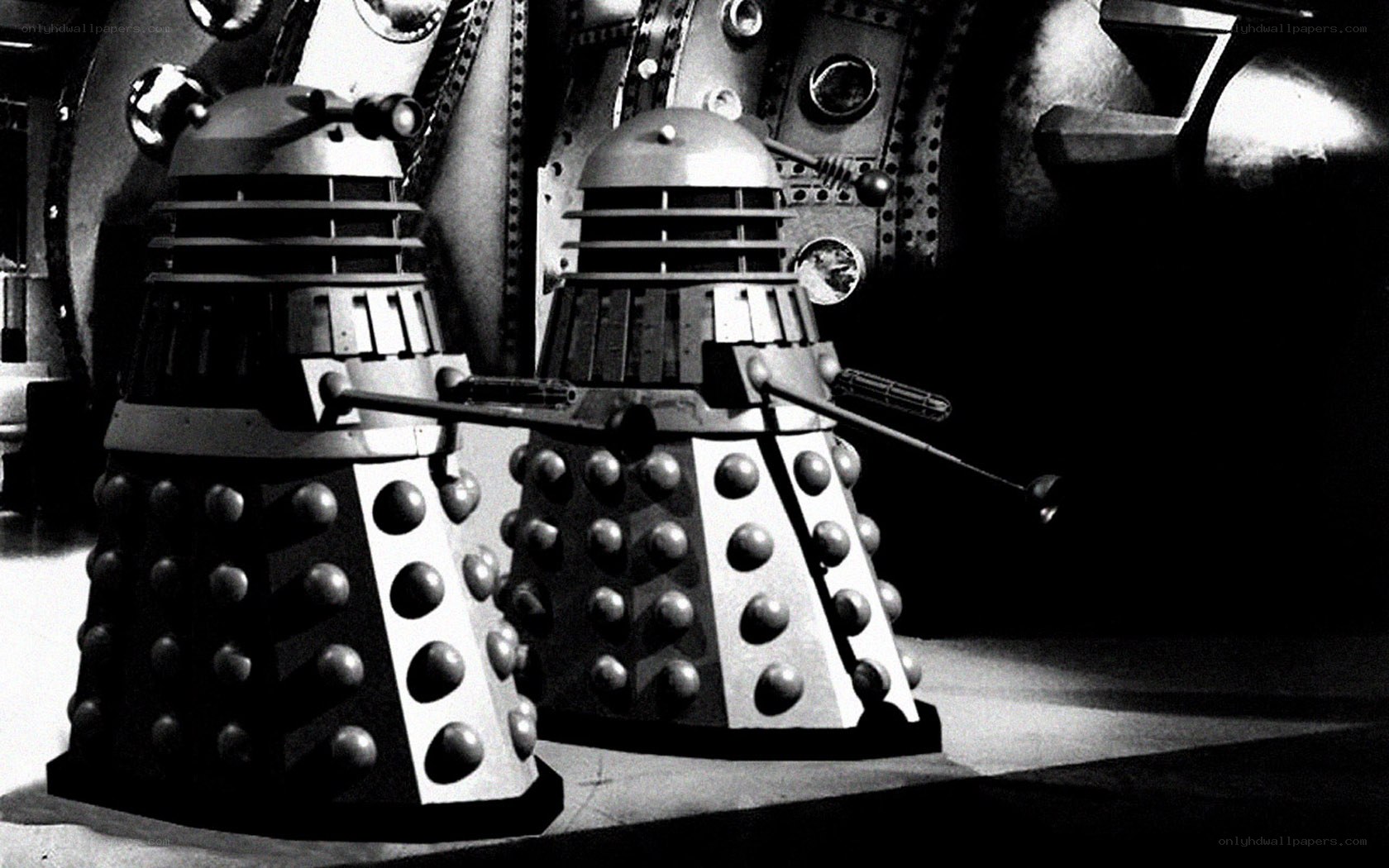 Two Daleks in a control room