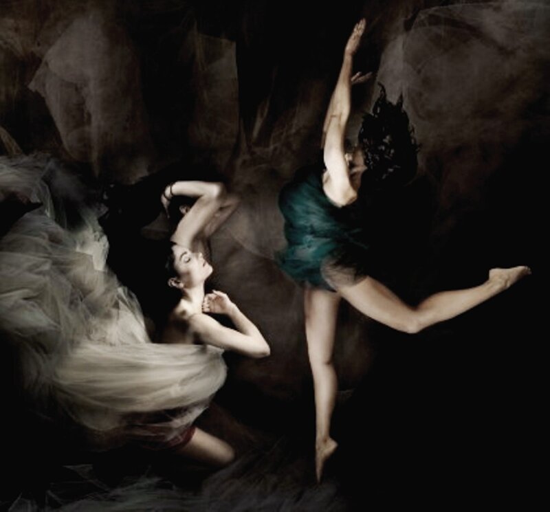 Two Dancers in Motion — Black, Dramatic