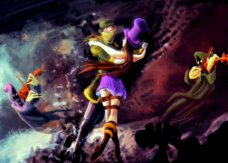 Two Dancers in Motion — Purple, Dramatic
