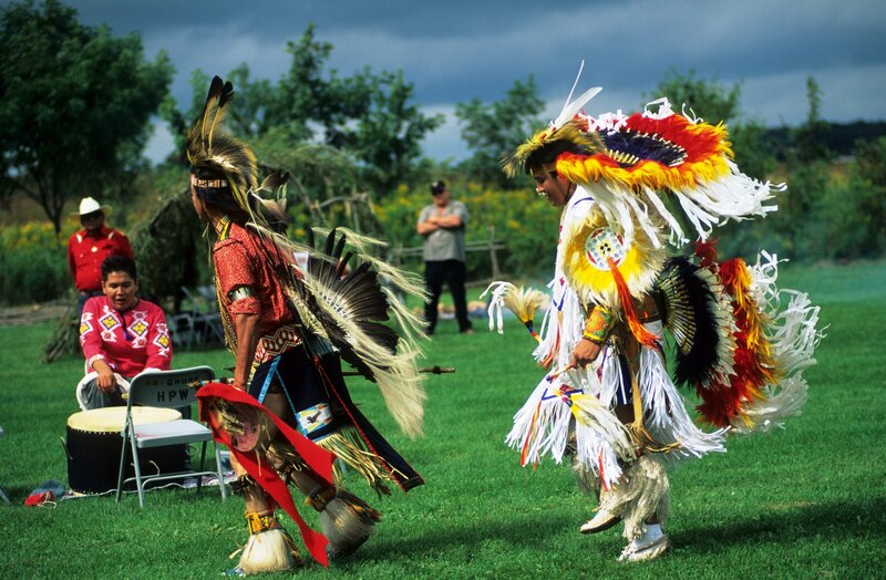 Two Dancers in Regalia — Green