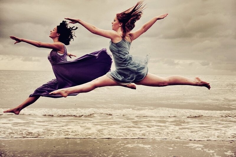 Two Dancers Jumping