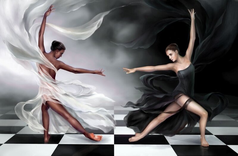 Two Dancers on Chessboard