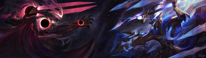 Two Dark Figures in Space — Purple
