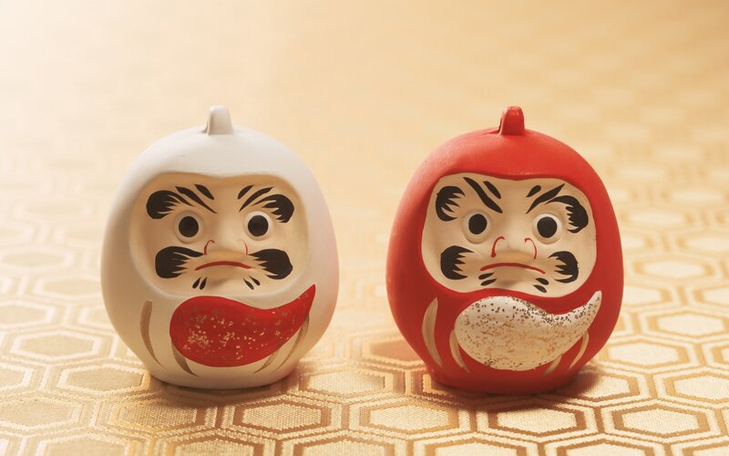Two Daruma Dolls — White