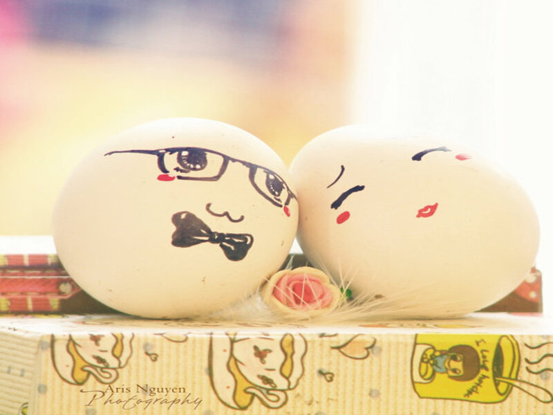 Two Decorated Eggs — White