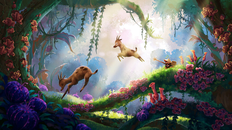 Two Deer Jumping
