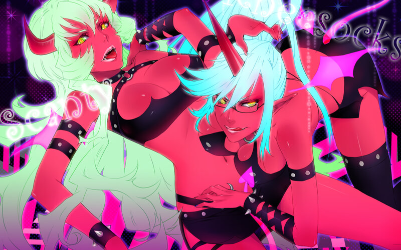 Two Demon Characters — Pink, Dramatic