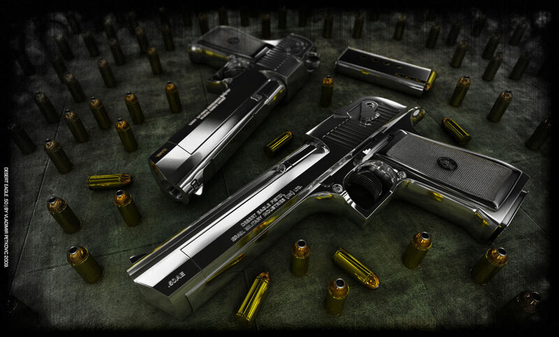 Two Desert Eagle Pistols — Silver