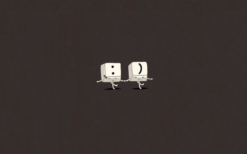 two dice characters holding hands