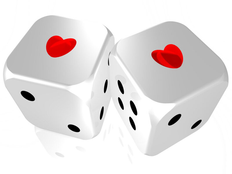 Two Dice with Hearts