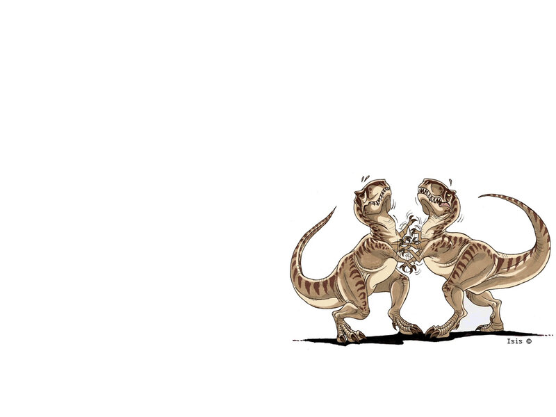 two dinosaurs fighting
