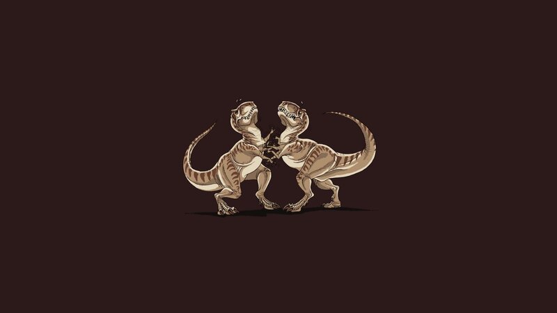 Two dinosaurs fighting
