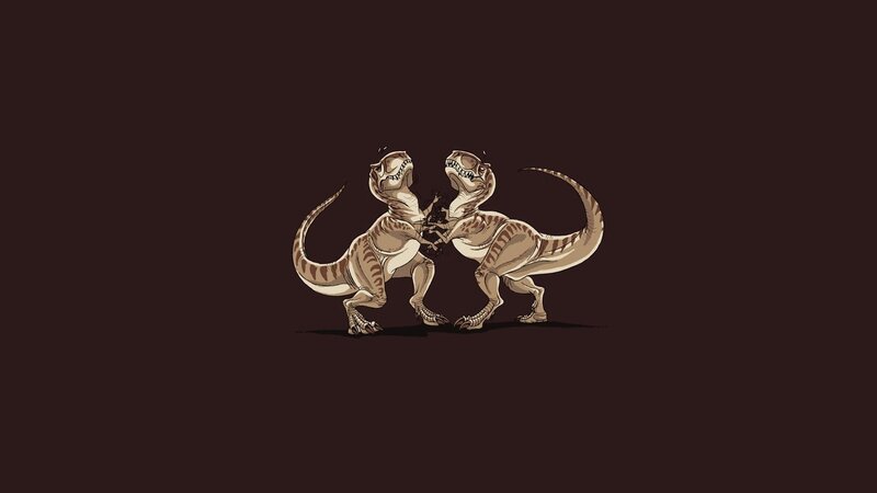 Two Dinosaurs Fighting — Brown, Tense, Digital Art