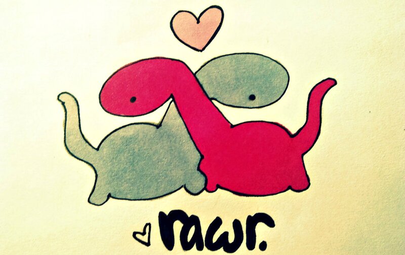 Two Dinosaurs Hugging