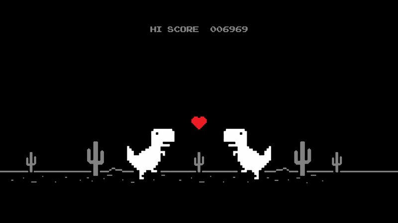 Two Dinosaurs in Desert — Black