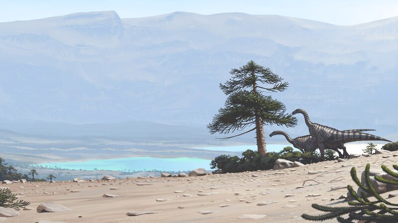 Two Dinosaurs on Hillside