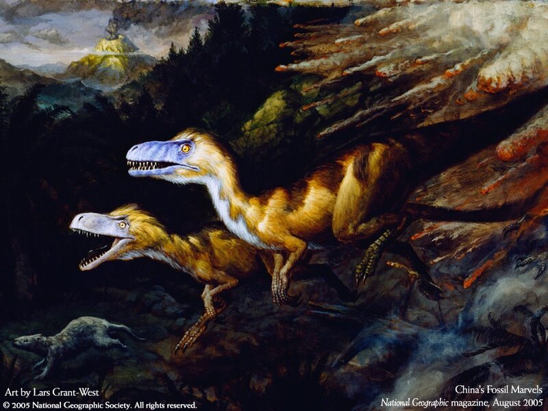 Two Dinosaurs Running
