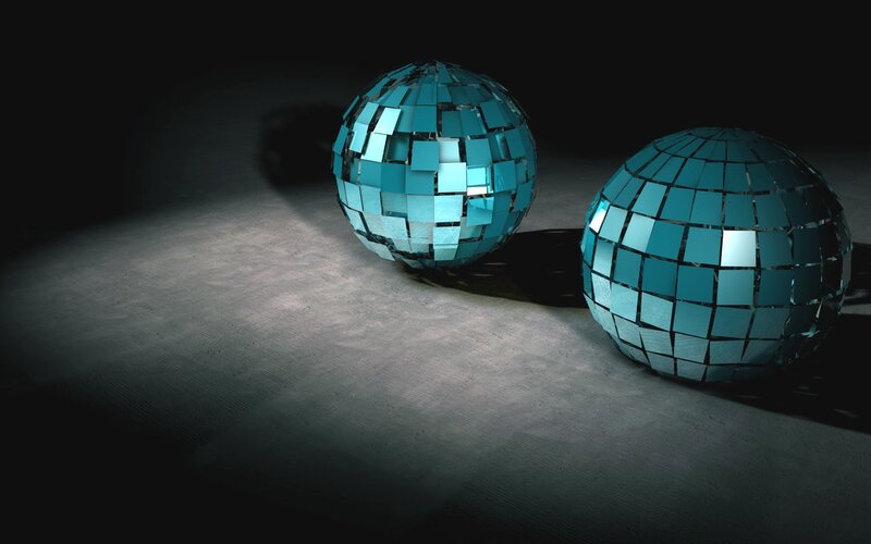Two Disco Balls on Floor