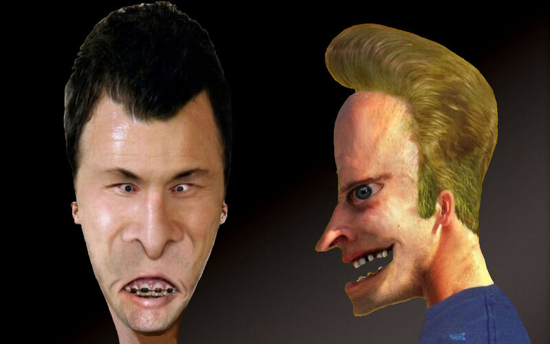 two distorted faces side by side
