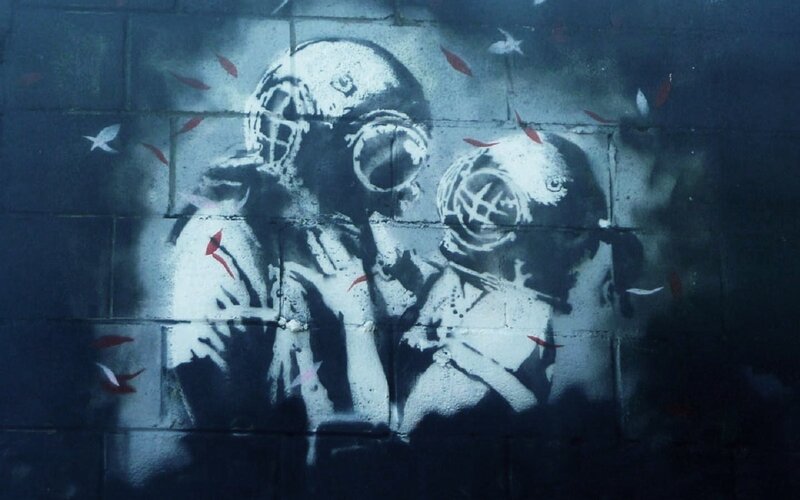 Two Divers on Wall