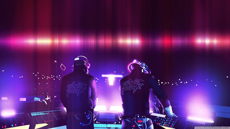 Two DJs at a Concert — Purple, Energetic, Night, Digital Art, Headphones