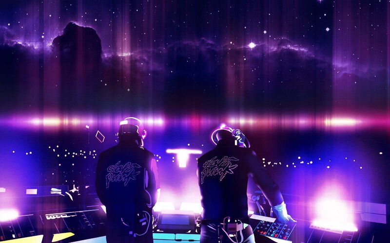 Two DJs on Stage — Purple, Dramatic