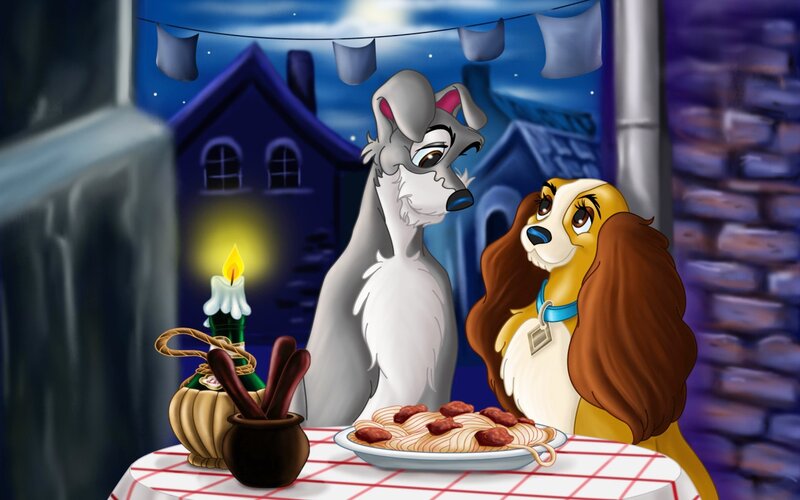 Two Dogs at Dinner