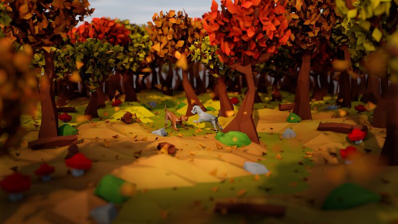 Two Dogs in Forest