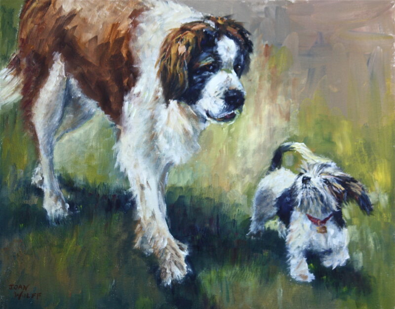 Two Dogs in Grass