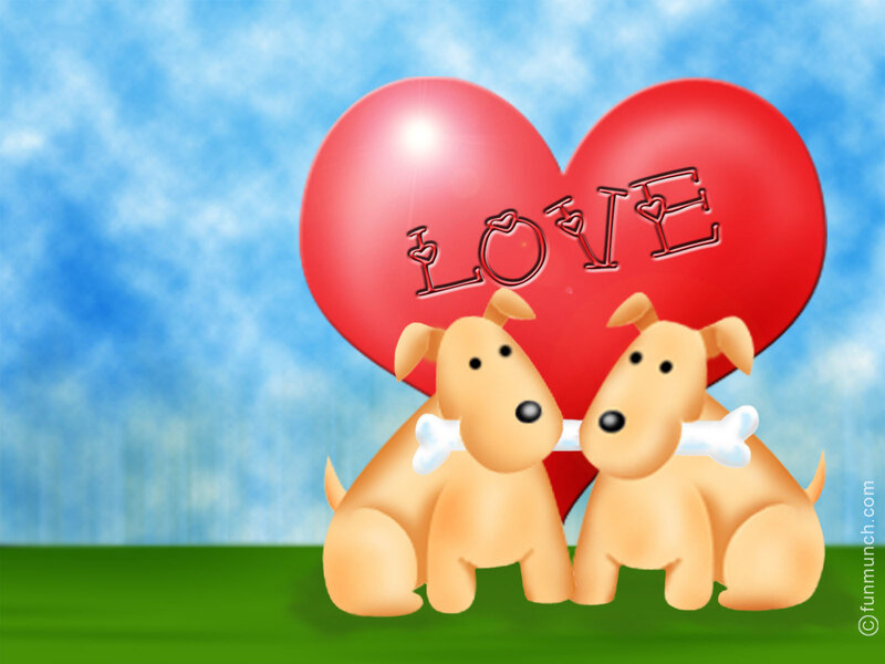 Two dogs with a heart