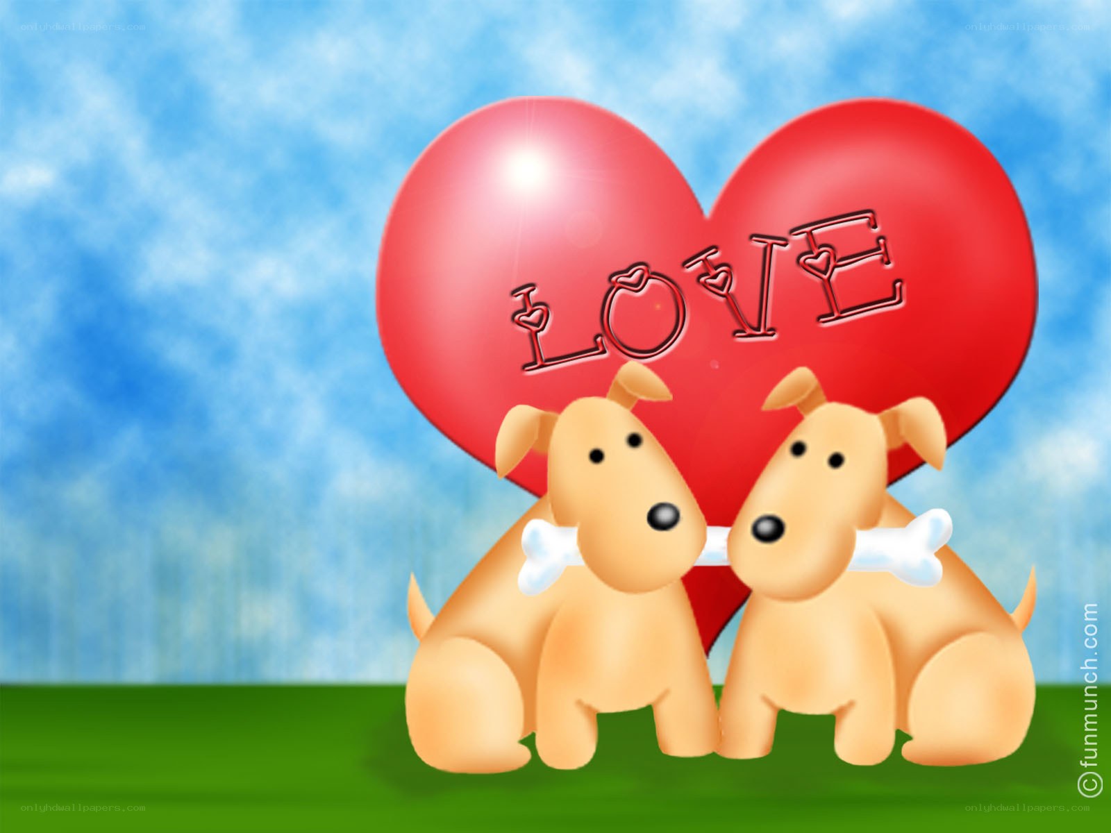 Two dogs with a heart