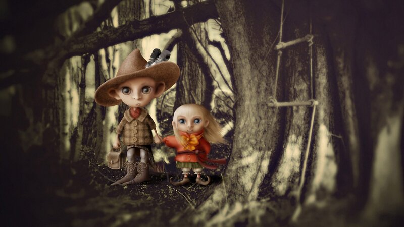 Two Dolls in Forest — Brown