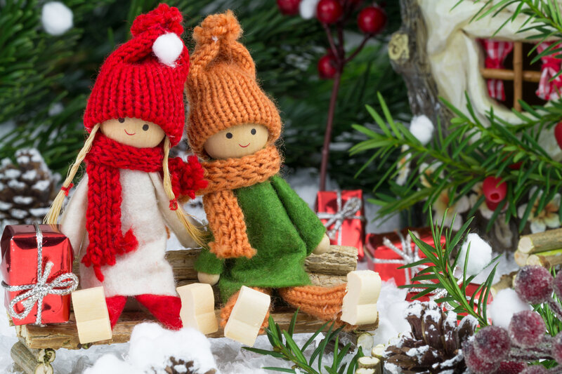 Two Dolls on a Sled