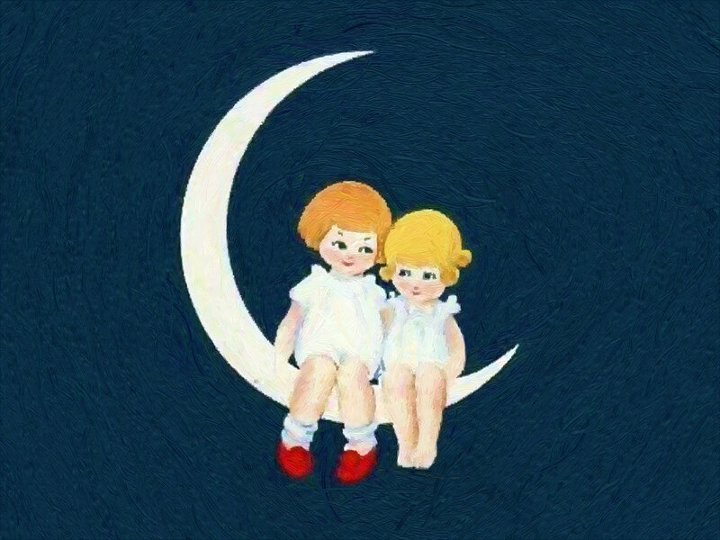 Two Dolls on Crescent Moon