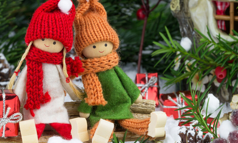 Two Dolls on Sled