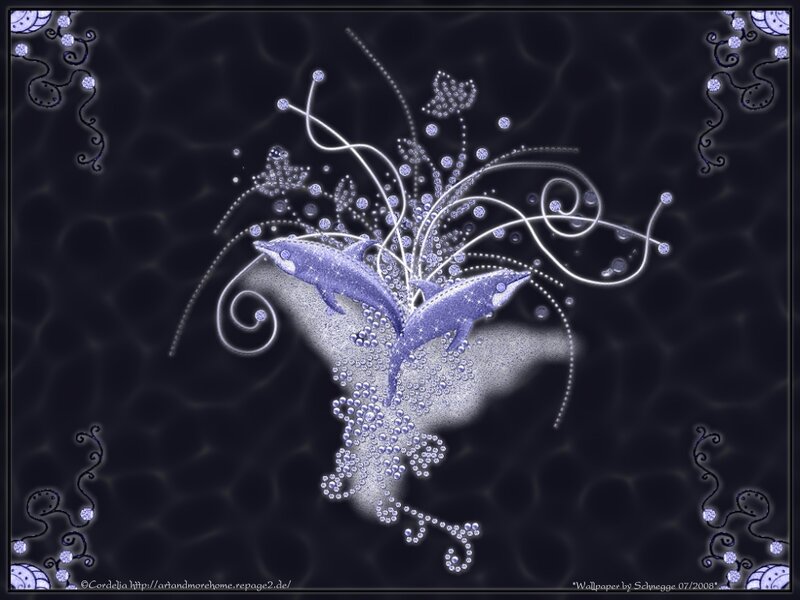 Two Dolphins in Water — Purple