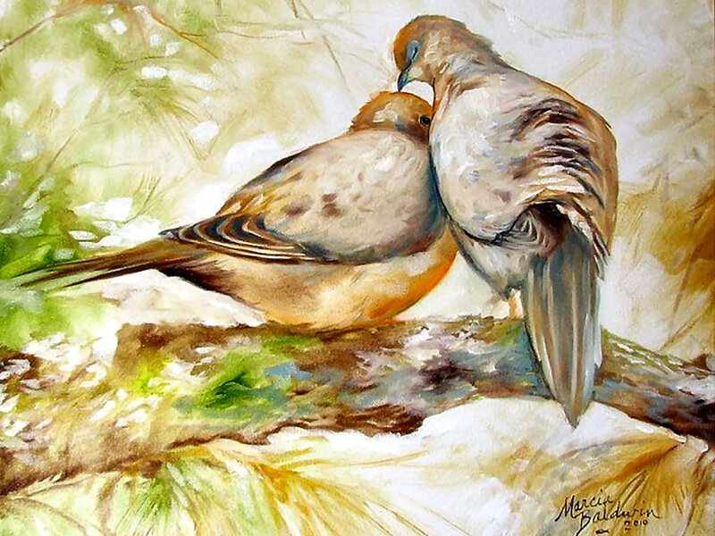 Two Doves on a Branch — Brown