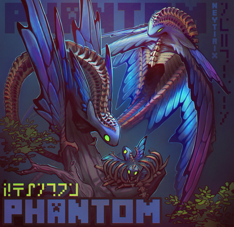 Two Dragon-like Creatures — Blue, Dramatic, Night