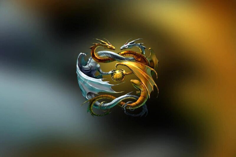 Two Dragons Coiled Together