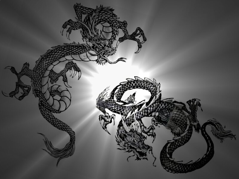 Two dragons facing each other