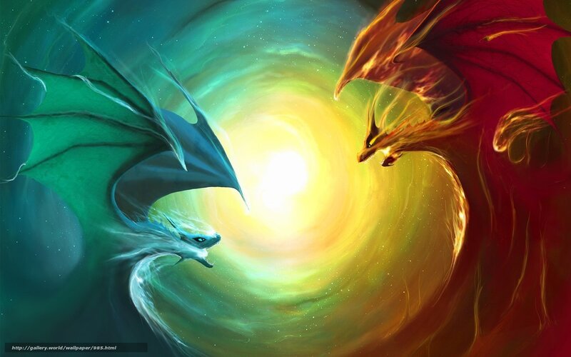 Two dragons facing each other